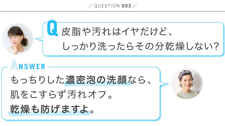 Q3_しっかり洗ったら乾燥しない？A濃密泡なら大丈夫！