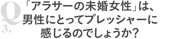 Q3「アラサーの未婚女性」は、男性にとってプレッシャーに感じるのでしょうか？