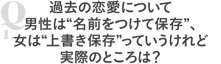 Q1過去の恋愛について男性は”名前をつけて保存”、女は”上書き保存”っていうけれど実際のところは？