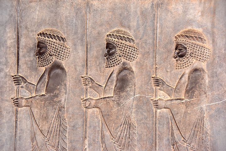 東階段に描かれた23の属国（エジプトやインド）の使者の様子