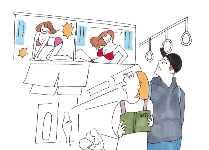 グラビア・セクシー写真が載った広告が電車の中で見られることは、外国人にとっては異常なこと