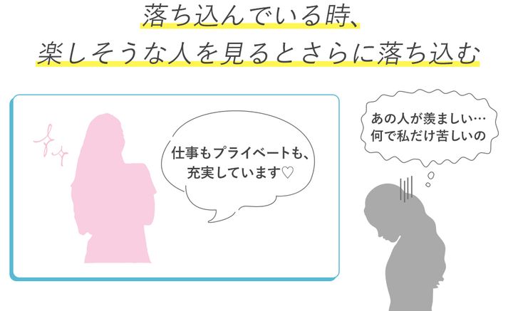 落ち込んでいる時楽しそうな人を見るとさらに落ち込む