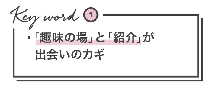 Keyword1 ・「趣味の場」と「紹介」が出会いのカギ