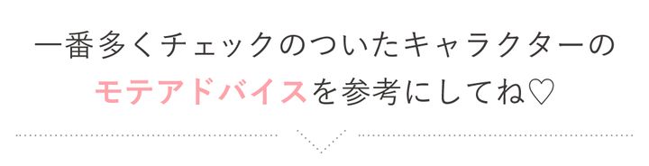 一番多くチェックのついたキャラクターのモテアドバイスを参考にしてね♡