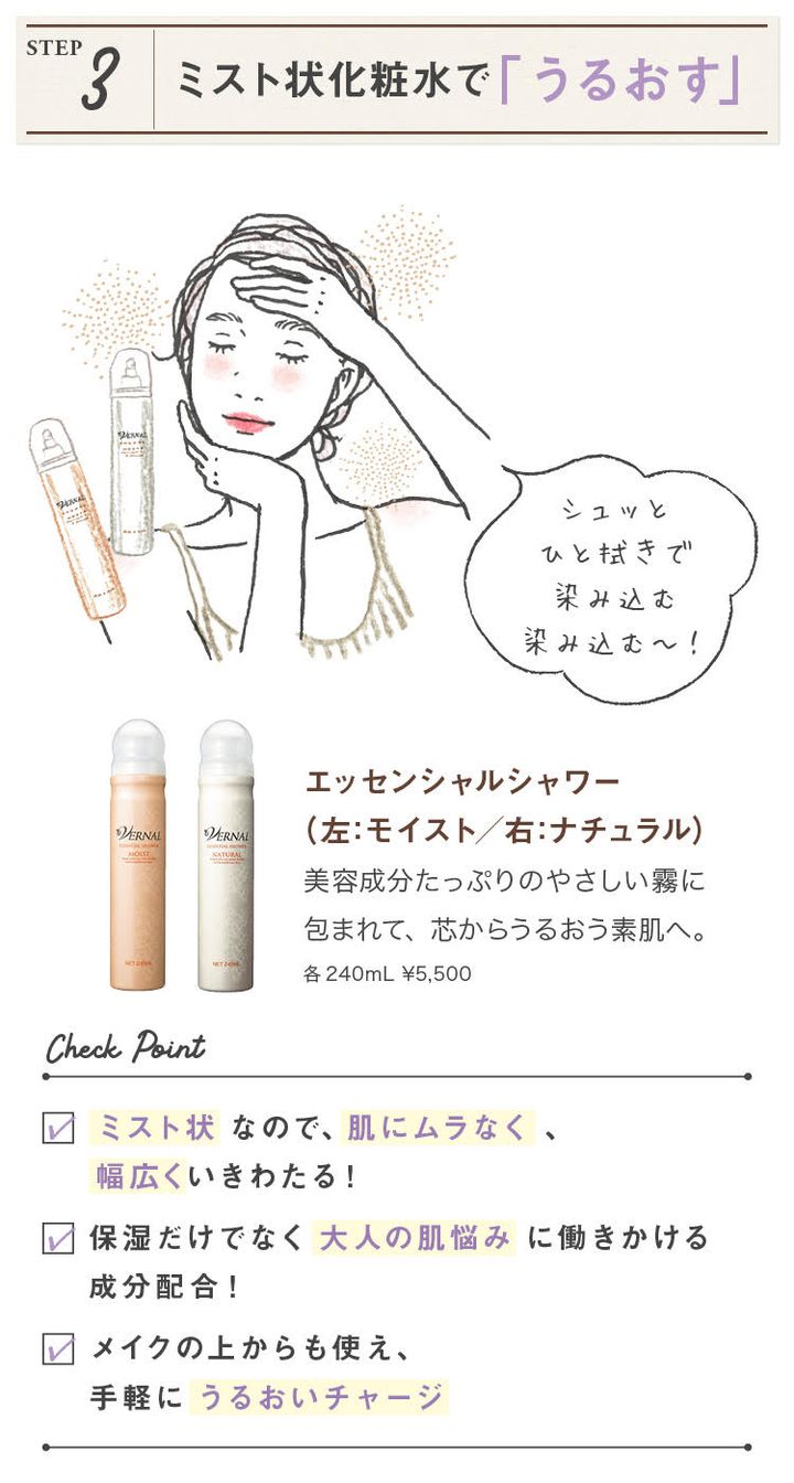 STEP3 ミスト状化粧水で「うるおす」
