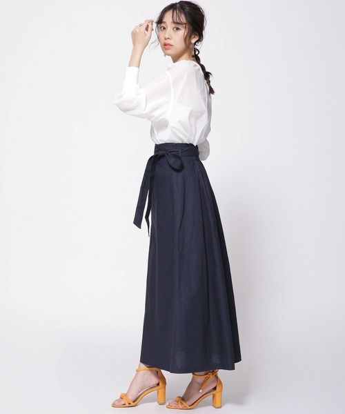 新品☆BY MALENE BIRGER 紺色 ロングスカート ネイビーコーデ ふんわりギャザー ロングスカート ロング