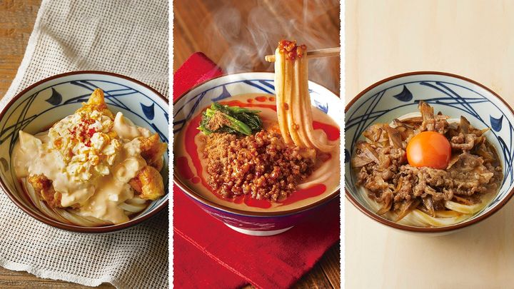 「タル鶏南蛮ぶっかけうどん」（左）など3商品を期間限定で販売
