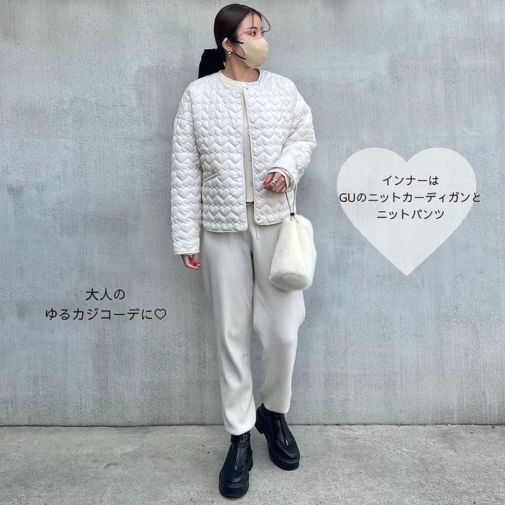 ZARA ハートキルティングジャケット XS中綿ポリエステル100