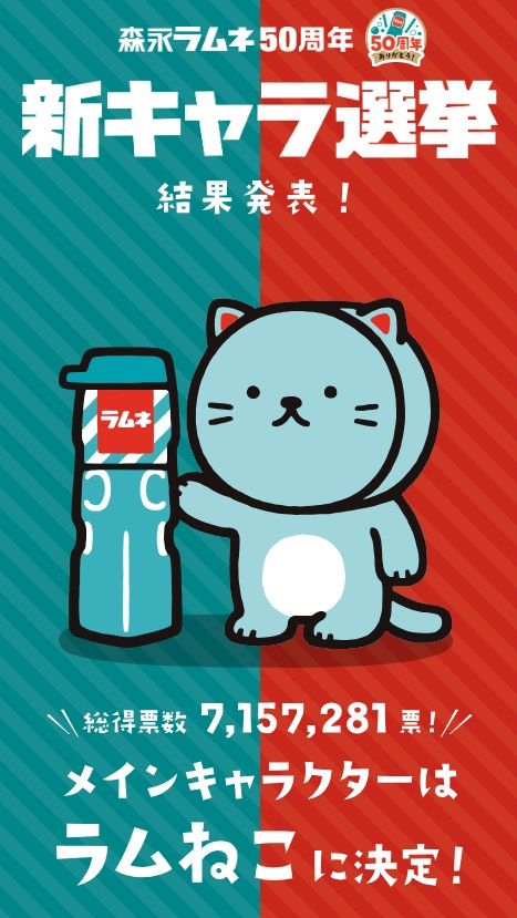 「森永ラムネ」の新キャラクターに就任した「ラムねこ」