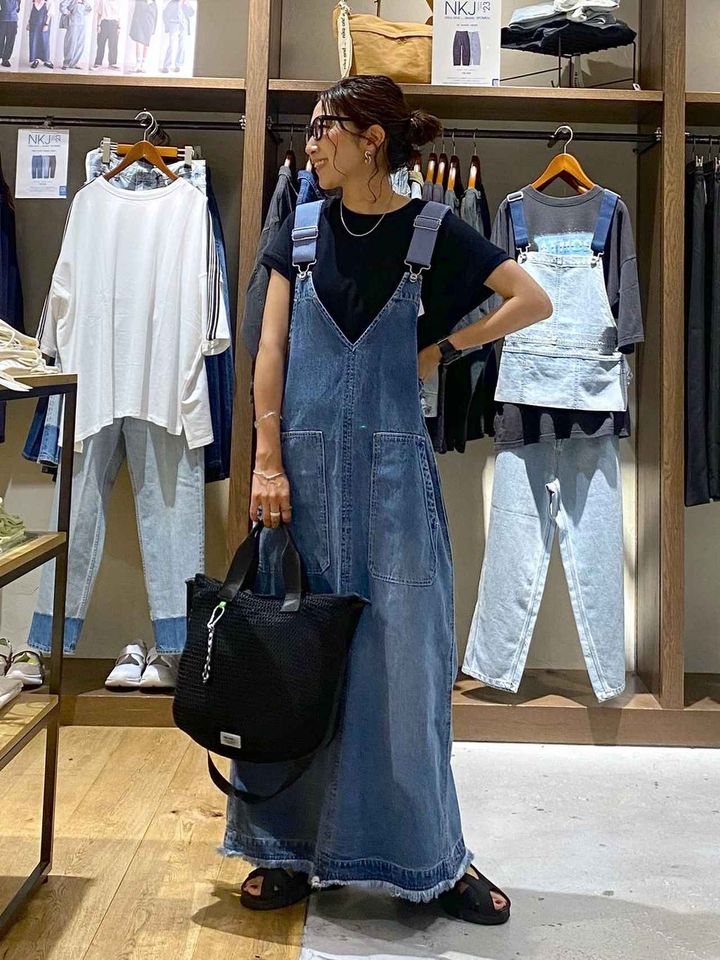 niko andJEANS V ワークサロペットスカート デニム - サロペット