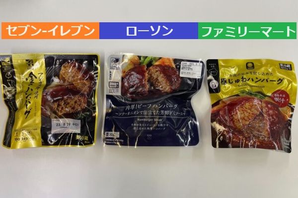 セブン－イレブン、ファミリーマート、ローソンのハンバーグ