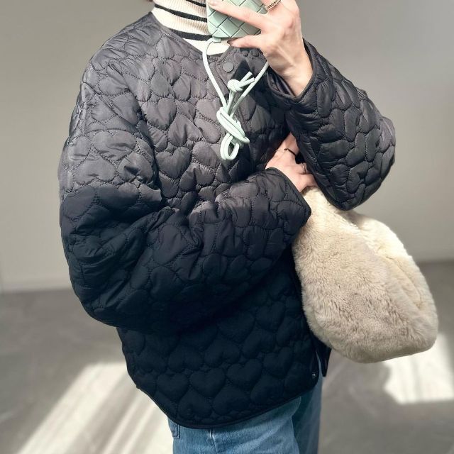 完売商品】ZARA ハートキルティングジャケットブラック黒【激レア】