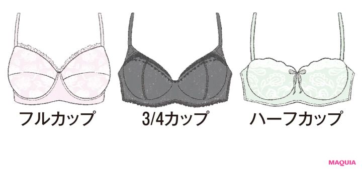 フルカップ、3/4カップ、ハーフカップ