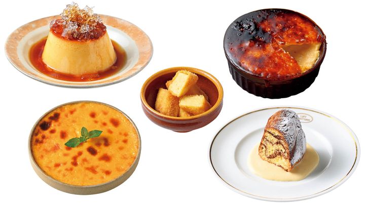 西荻窪〈ノムカフェ〉バインフラン、明治神宮前〈ベポカ〉レチェ・アサーダ、赤坂〈aniko〉クレマフリッタ、二子玉川〈Mallorca〉クレマ・カタラ、表参道〈CAFE LANDTMANN〉マーモアクーゲルフプフ