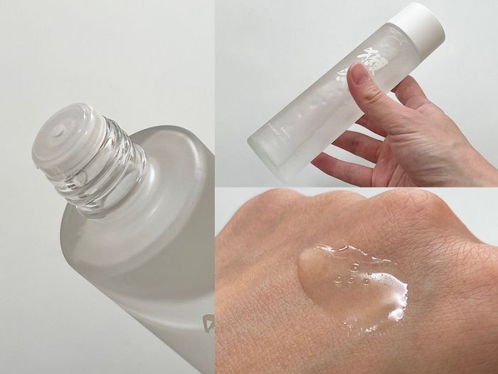 獺祭 オイルイン モイスチャライジングローションを振って、手の甲につける