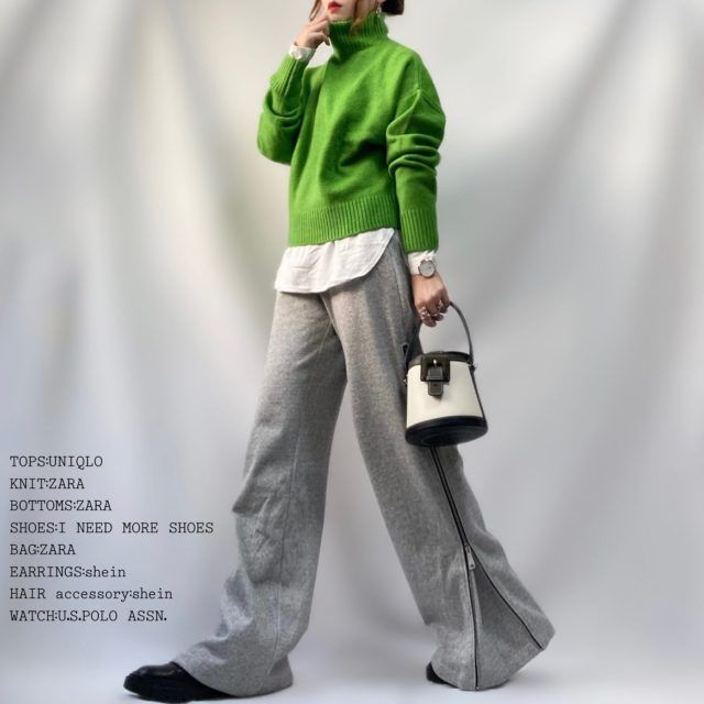 ZARAソフトニットセーターを着た女性