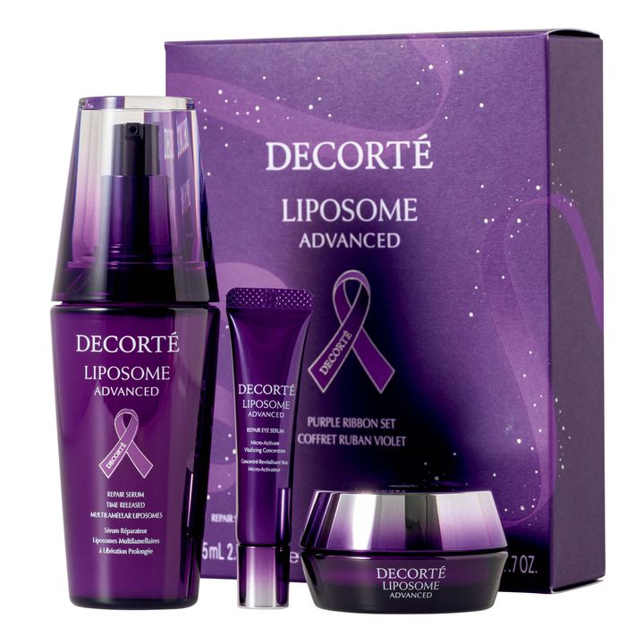 DECORTÉ_コスメデコルテ リポソーム アドバンスト パープルリボン セット 2023（リペアセラム 75㎖、リペアクリーム 20ｇ、リペアアイセラム 8㎖）