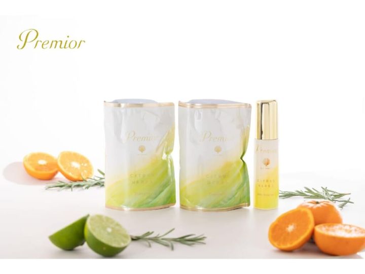 「ラサーナ プレミオール シトラスハーブの香り」3アイテムとオレンジ・ライム・ハーブ
