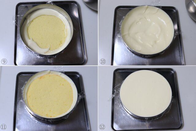 マスカルポーネのムースケーキ レシピ チーズムースとスポンジを重ねる