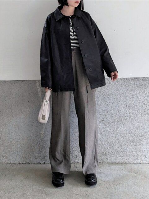 冬のきれいめワイドパンツコーデ