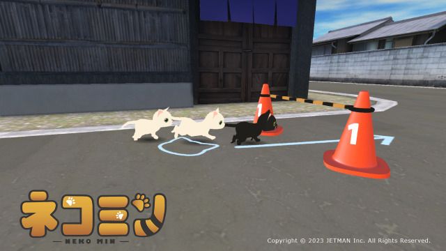 3匹のネコが歩いている画像