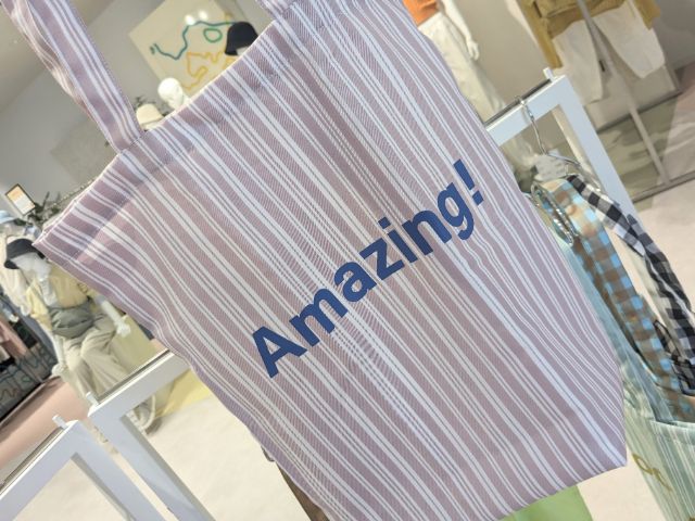 ストライプのメッセージトートバッグ