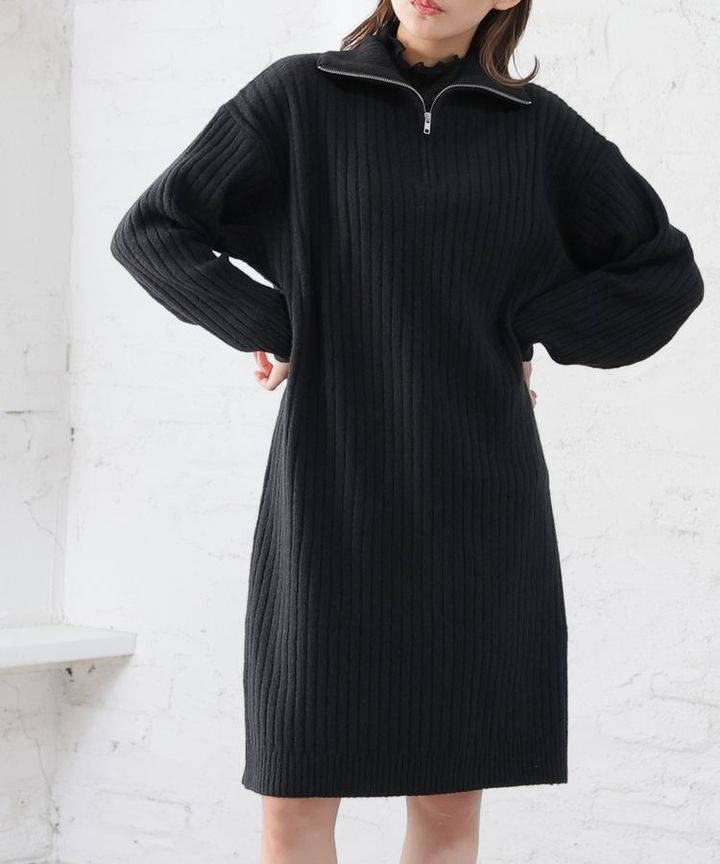 画像: 【ハニーズ】「ハーフジップニットワンピ」￥3,980（税込） 出典：ハニーズ