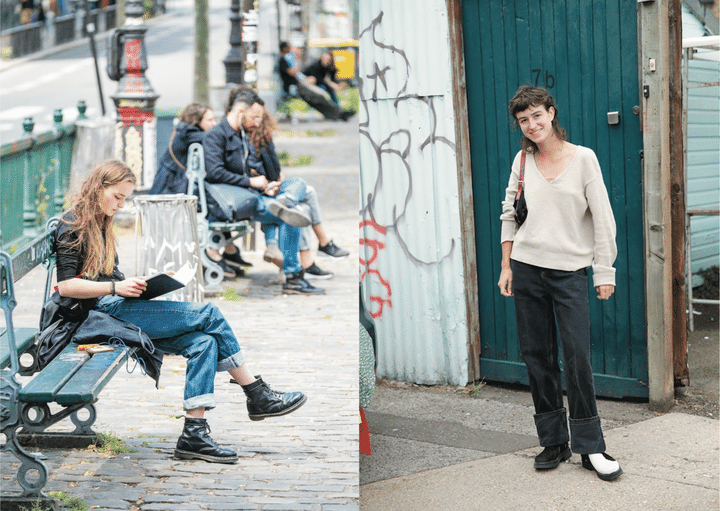 デニムパンツ ロールアップ コーデ