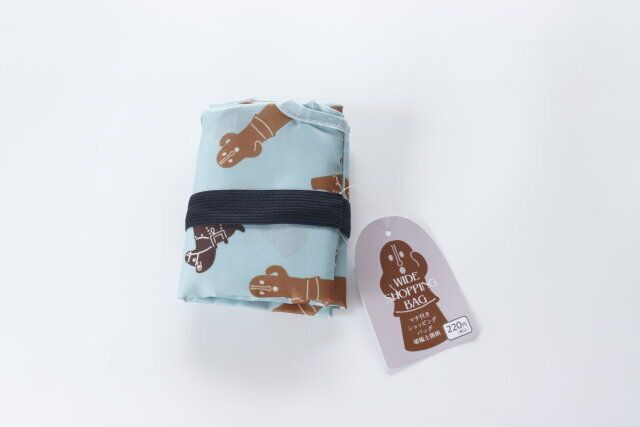 ダイソーのマチ付きショッピングバッグ 埴輪土偶柄の商品タグ