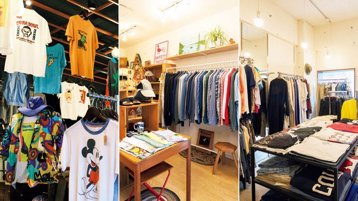 原宿〈Pigsty Harajuku〉店内、松陰神社前〈Warming〉店内、下北沢〈hickory〉店内