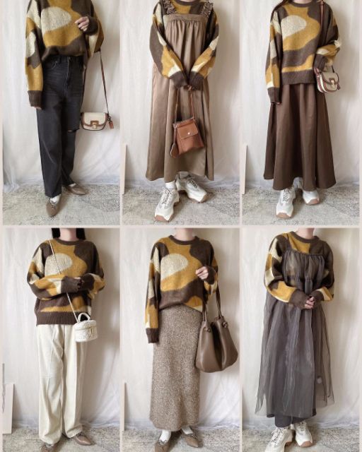 ブラウンのキモウマーブルガラJQPOを着用したコーデ