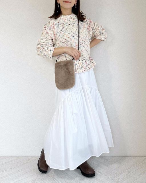 TT*カラーネップニットPOを着用したコーデ