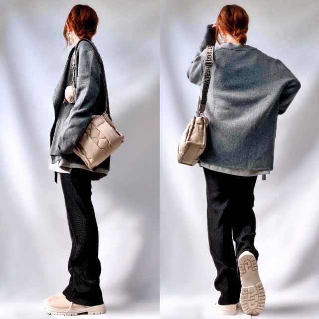 カットアウトカーデを着用する女性