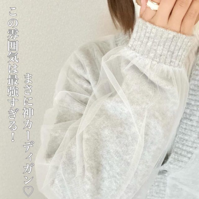 チュールニットを着用する女性