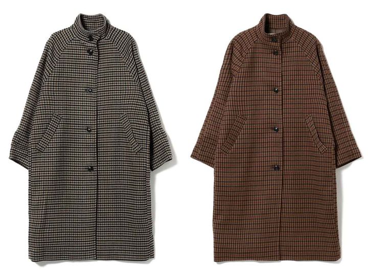 画像: 「チェック スタンドカラー コート」各￥30,800 出典：レイ ビームス