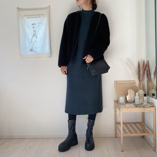 大人におすすめのボアアウターコーデ