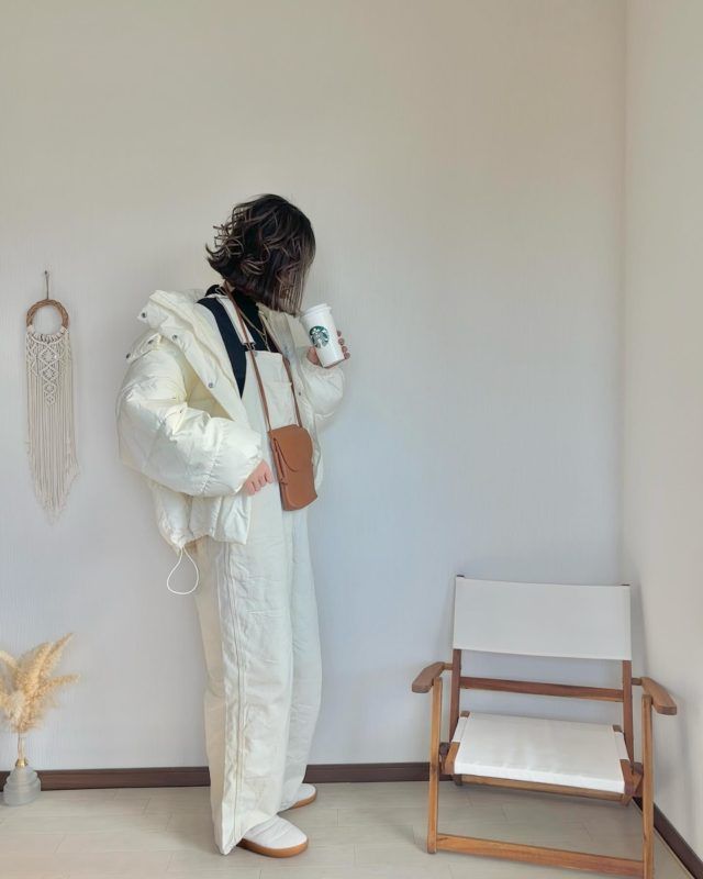 WEGOエコダウンホワイトコーデ