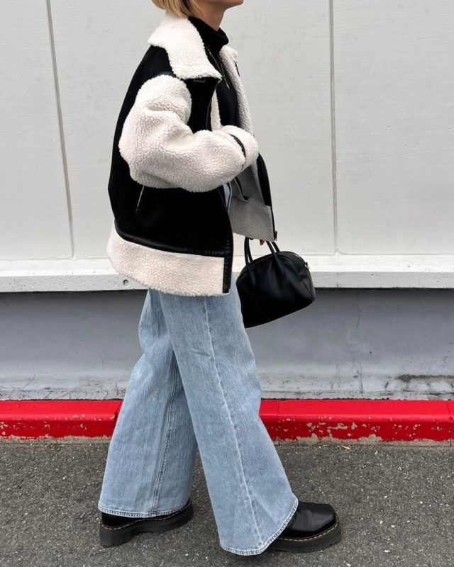しまむら「ムートン」デニムコーデ女性