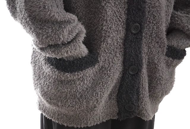 もこもこニットカーディガンポケット