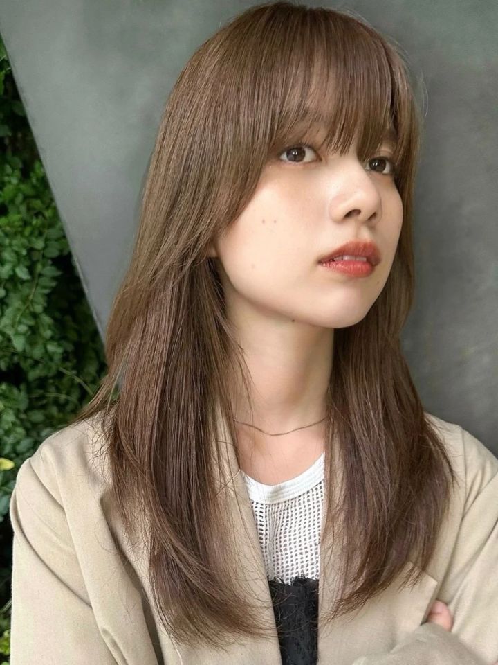 ロング ヘア 髪型 ヘアスタイル 前髪あり ヘアカラー 大人