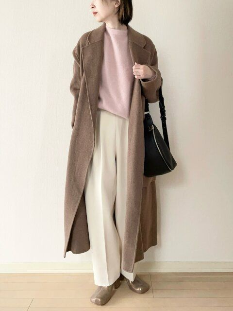 冬のロングコートコーデ