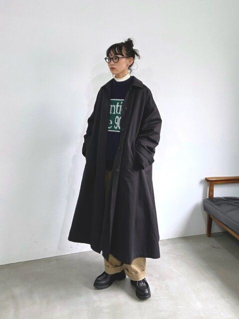 冬のロングコートコーデ