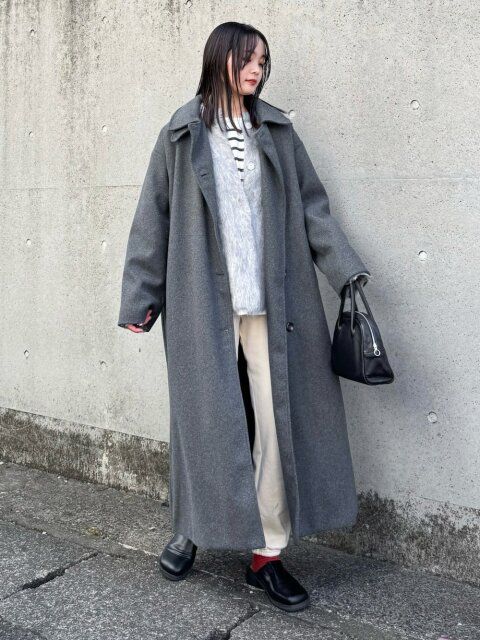 冬のロングコートコーデ