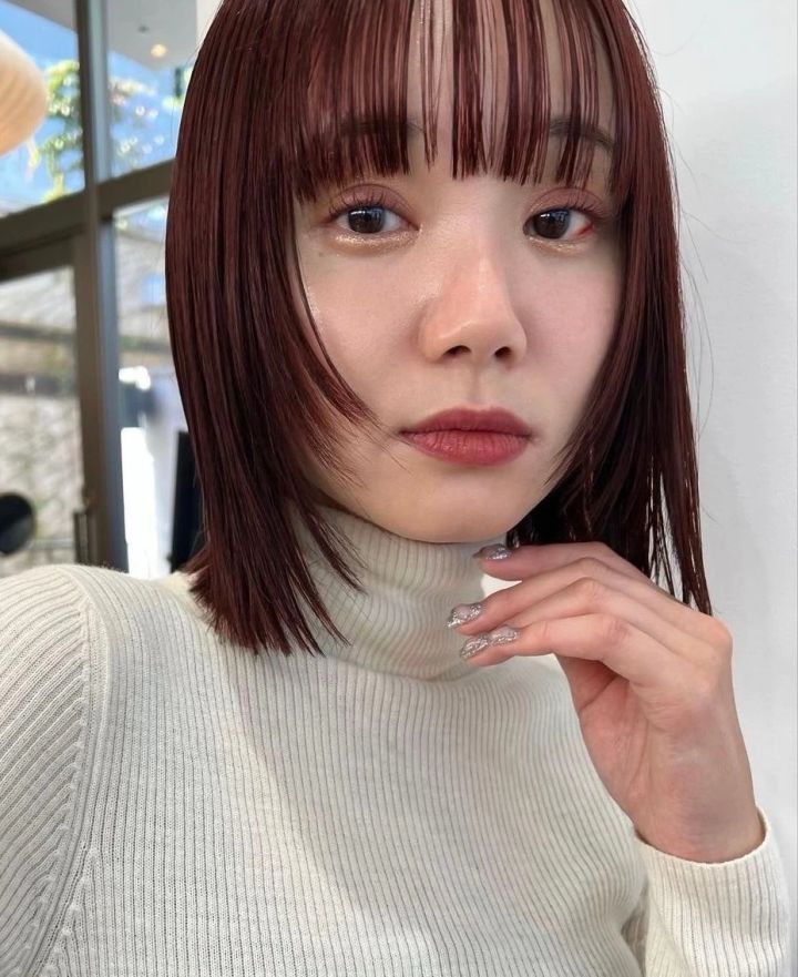 ロブ ヘア 髪型 ヘアスタイル 大人 前髪あり