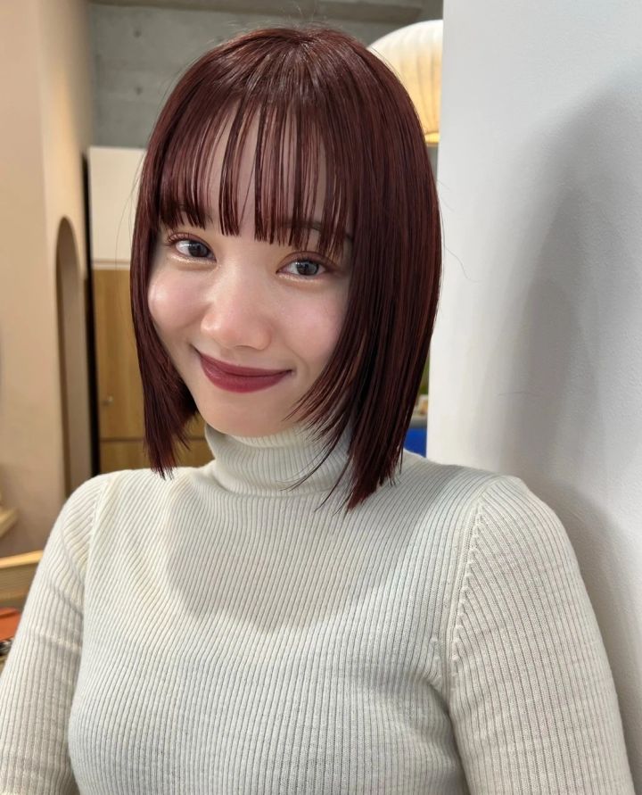 ロブ ヘア 髪型 ヘアスタイル 大人 前髪あり