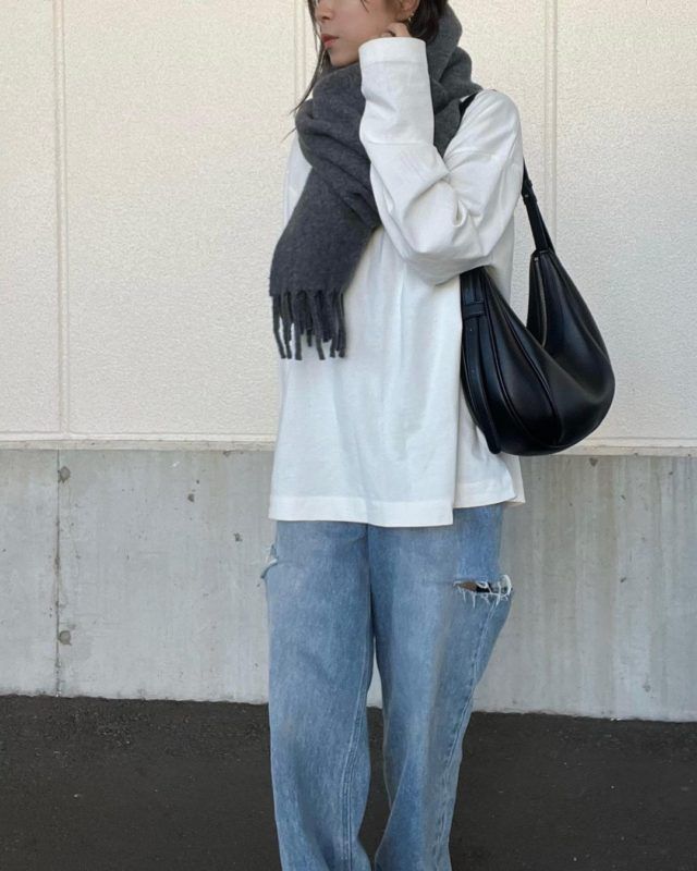 UNIQLOチャンキーストールコーデ2