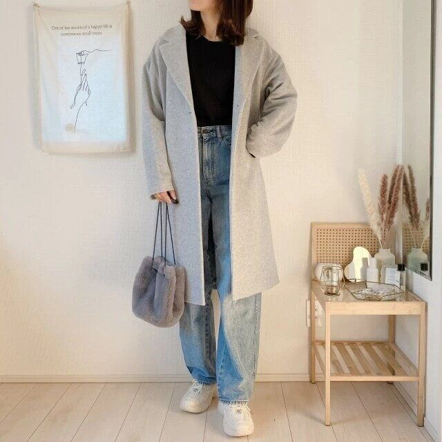 レディースの冬ロングコートコーデ