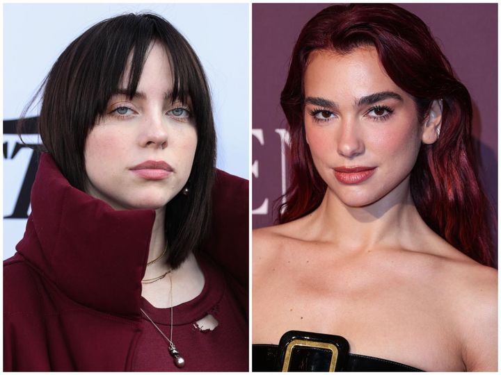 画像: ビリー・アイリッシュ（左）とデュア・リパ（右）。