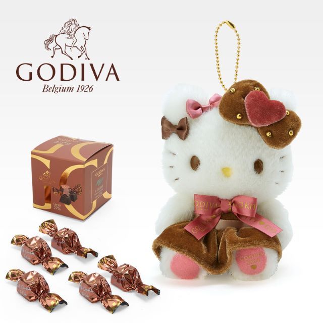 マスコットホルダー＆GODIVA 2024(全4種) 各4,950円（ハローキティver）