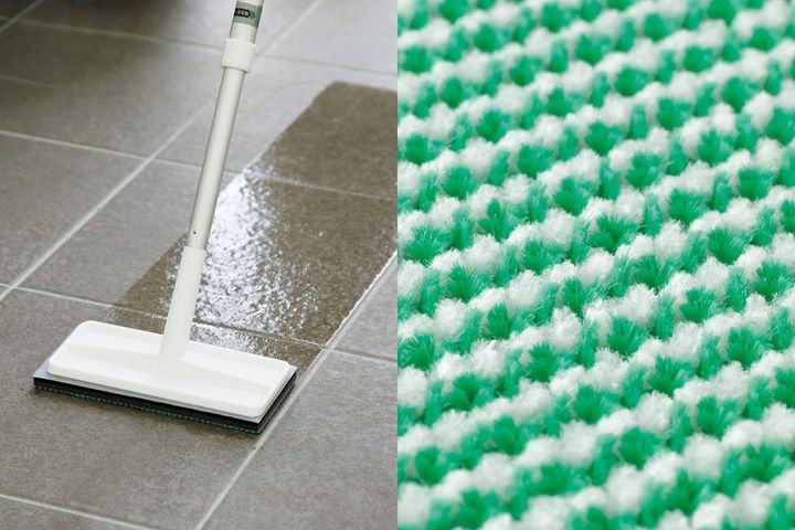 〈カインズ〉の玄関タイルの汚れを落とす ブラッシングスポンジ伸縮柄
